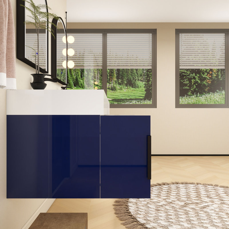 Ensemble de meuble-lavabo simple 60 po Jessica, Bleu marine