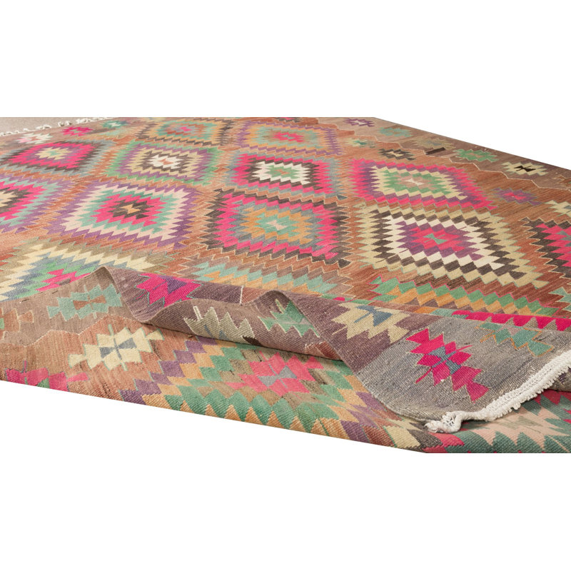 Tapis 100% laine filé à la main 6,4 x 8,8 pi multicolore
