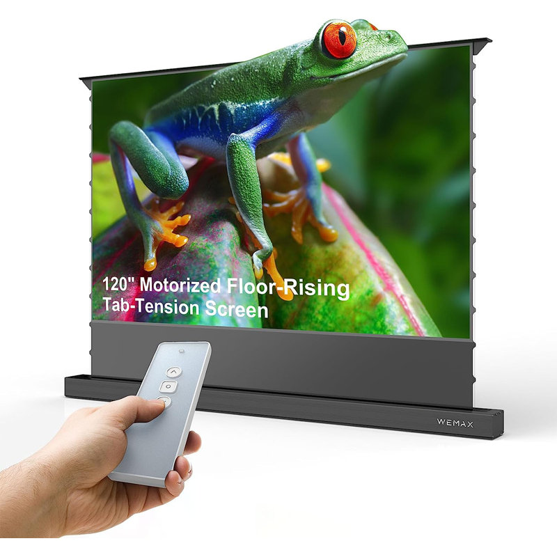 120“ Electric Floor Rising Projector Screen, ALR Ultra Short Throw Screen w/ Smart Voice Control