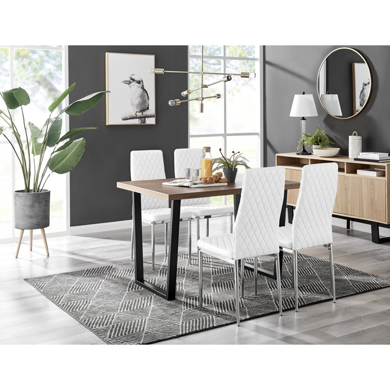 Eubanks 4 - Person Dining Set, White/Silver