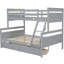 Lit superposé simple au-dessus d'un lit double, finition grise, avec tiroirs de rangement sécurisés gris, pratique-1805846030