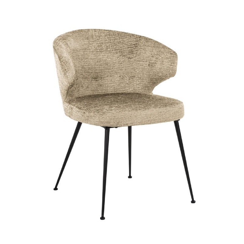 Dining Chair 19'' H Upholstered Metal Armchair, Beige