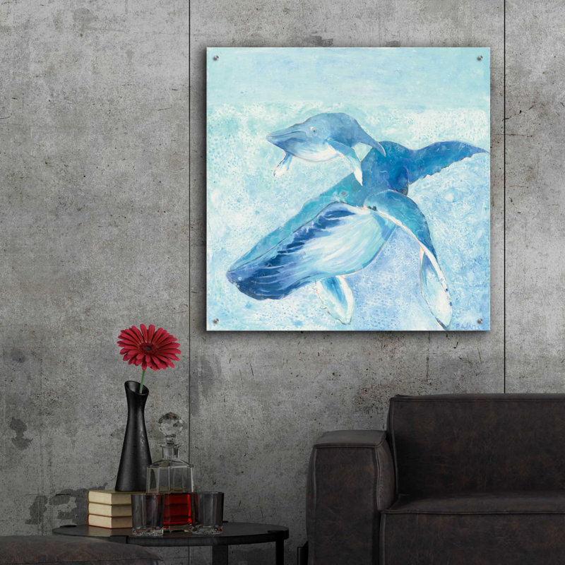 Breakwater Bay «Blue Mama» par Phyllis Adams, art mural en verre acrylique, 12 po x 12 po, H 36 po x l 36 po x P 0,2 po