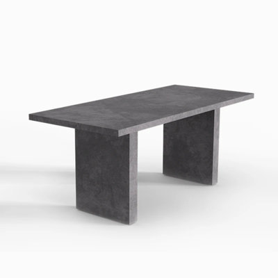 Todd Japandi Gray Wooden Rectangular 67" Double Pedestal Dining Table for 4-6 people