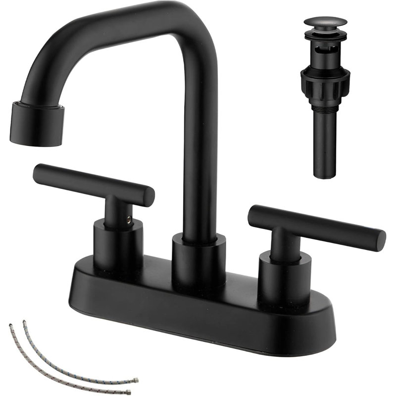 66396- Centerset 4Inch Bathroom Sink Faucet, Matte Black