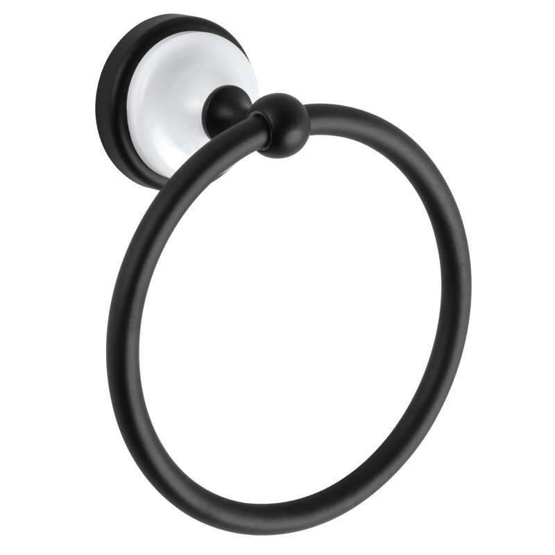 Design House 559278 Savannah Towel Ring , Matte Black/White