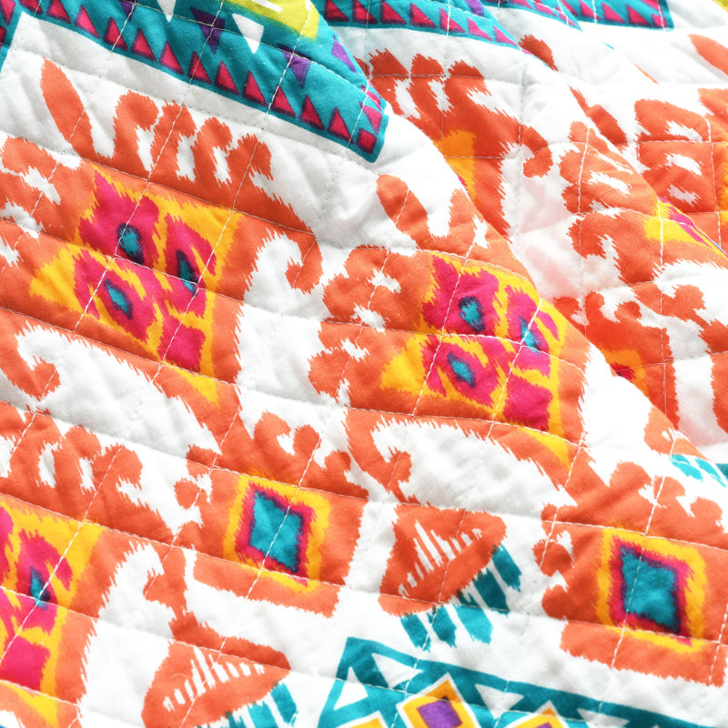 Turquoise Multicolor Cotton Reversible Boho Chevron Throw Blanket