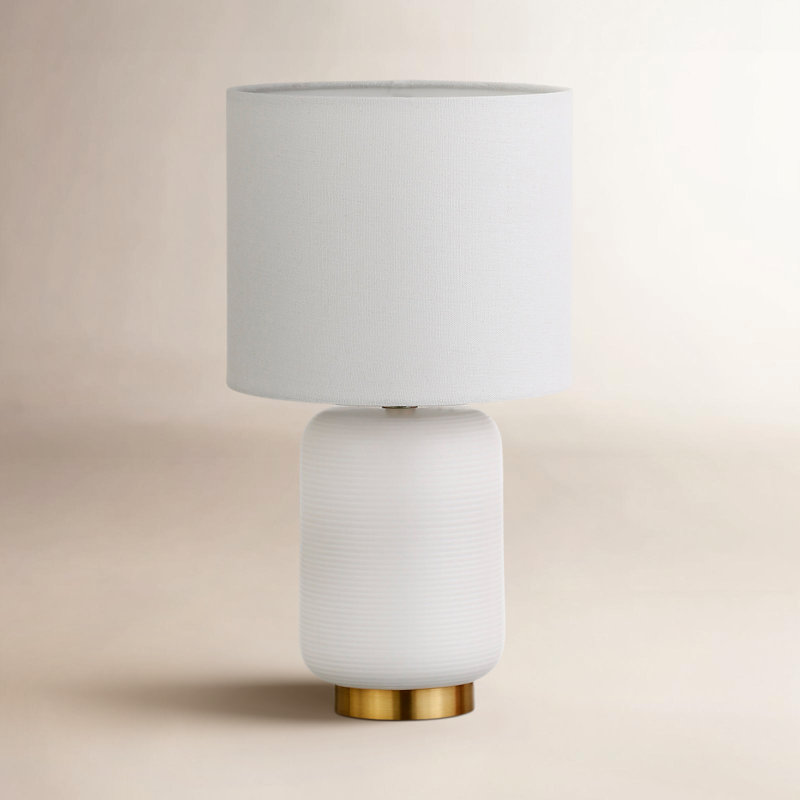Gracie Table Lamp, Matte White/Brushed Brass