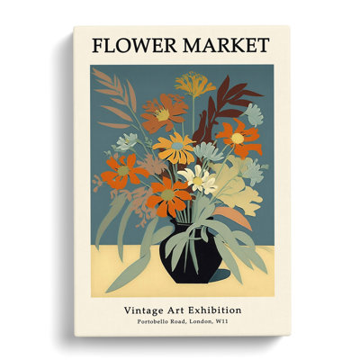 Vintage Flower Market Exhibition No.9 - Wrapped Canvas
