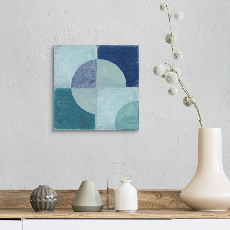 "Blue tiles I" par Tom Reeves, reproduction d’art sur toile, H 12 po x l 12 po x P 1,25 po, Toile tendue