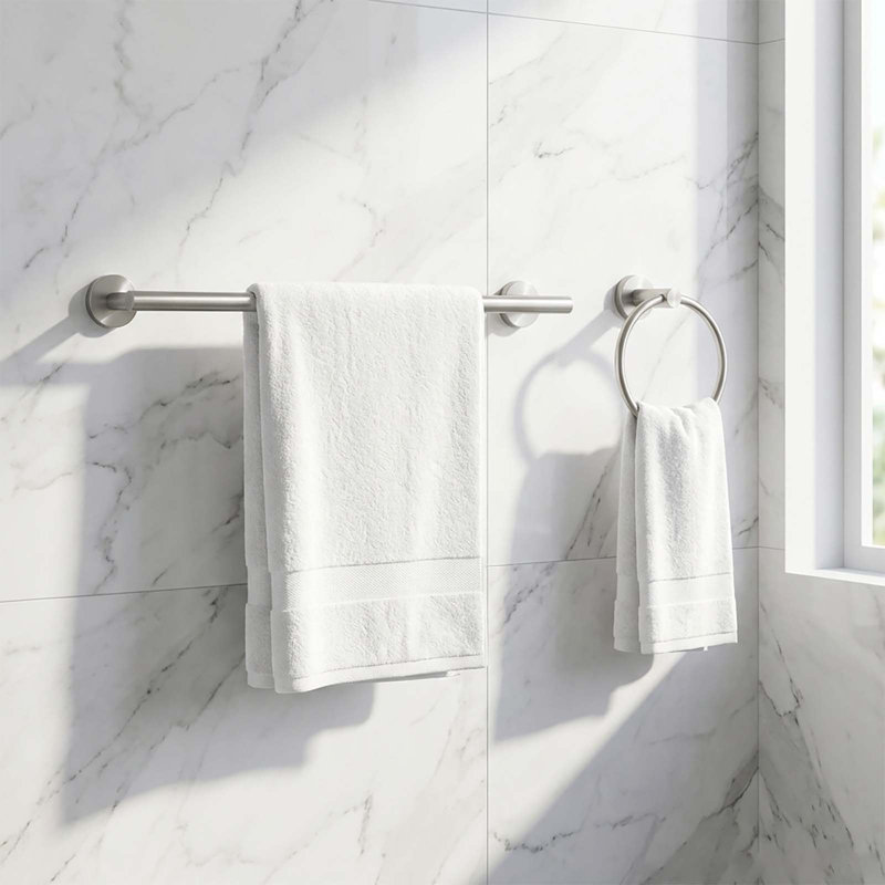 5-Piece Bath Hardware Set Accessories With Towel Bar Towel Hook Toilet Paper Holder And Towel Ring , Brushed Nickel