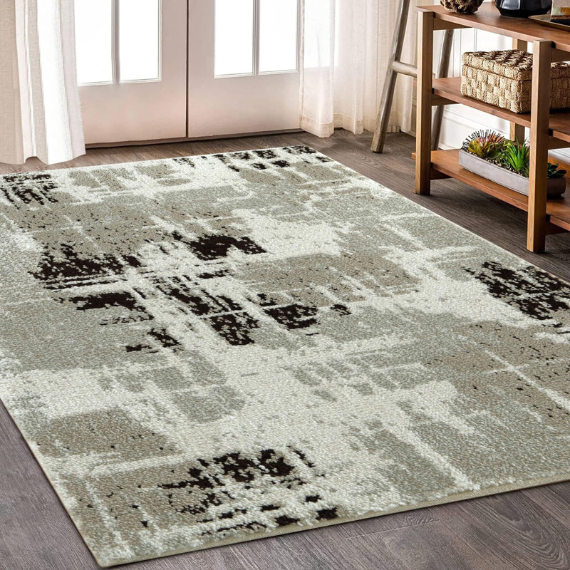 Tapis à motif abstrait moderne Large Large Large Boho, Rectangle 9 pi x 12 pi