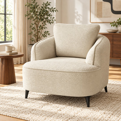 Fauteuil demi-tonneau en chenille de 35 po avec pieds en métal