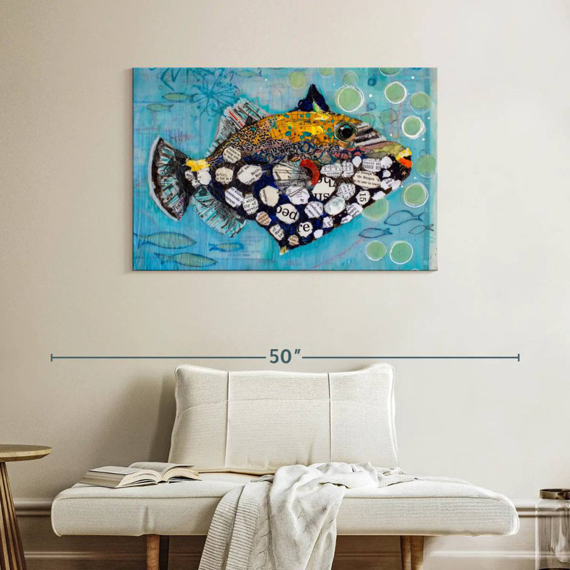 Brampt Clown Triggerfish, 26" H x 39" W