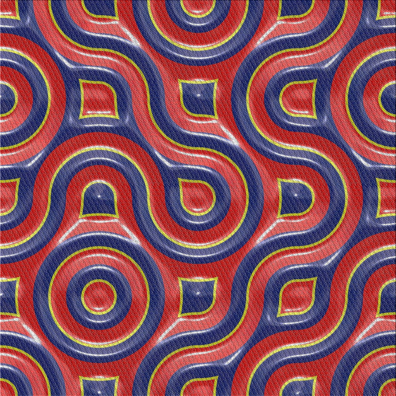Tapis rouge/noir tissé à la machine, Carré de 6 pi
