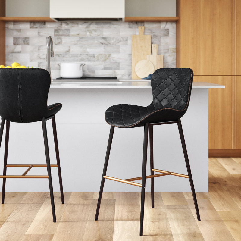 Lyla Counter Stool - Antique Black, Counter Stool (26” Seat Height), Black Faux Leather