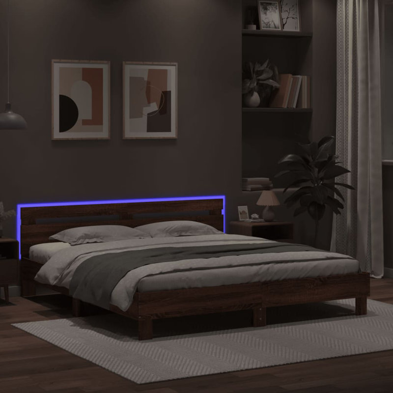 Bruschi Bed, 200 x 200cm, Brown Oak