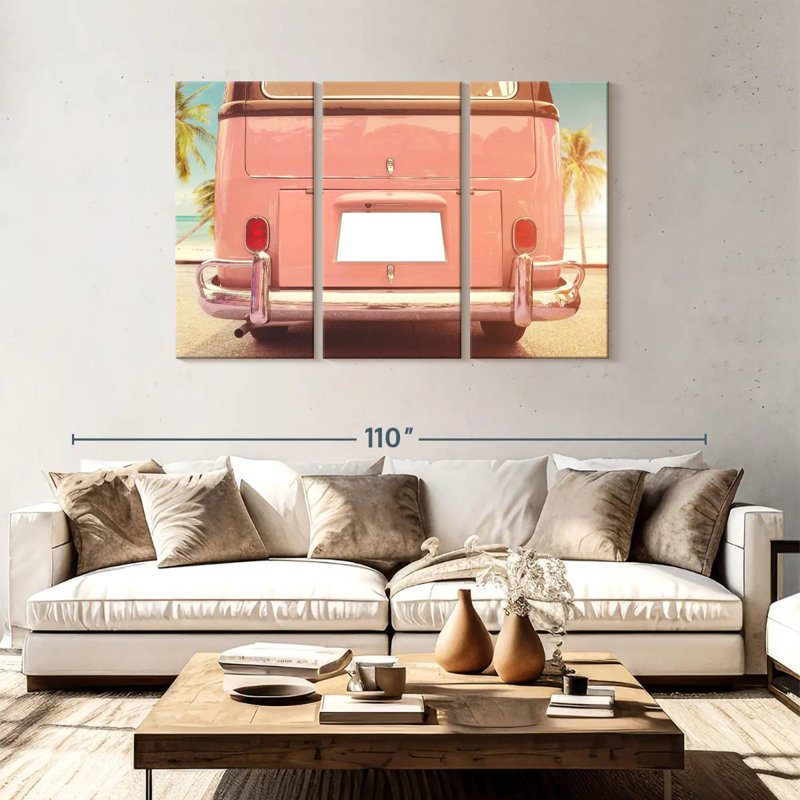 Mehar Beachside Pink Van, 48" H x 74" W