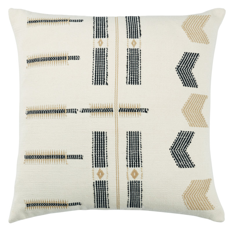 Erickson Embroidered Cotton Reversible Throw Pillow, Angora/Tap Shoe/Antelope, Down