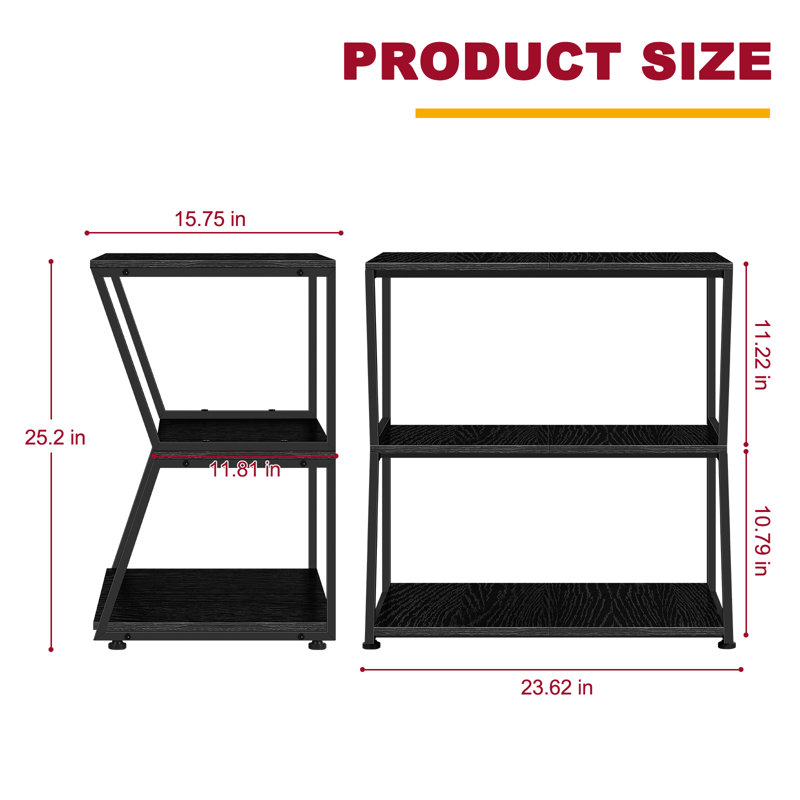 Rangement de bureau multi-usage à 3 niveaux, Noir mat