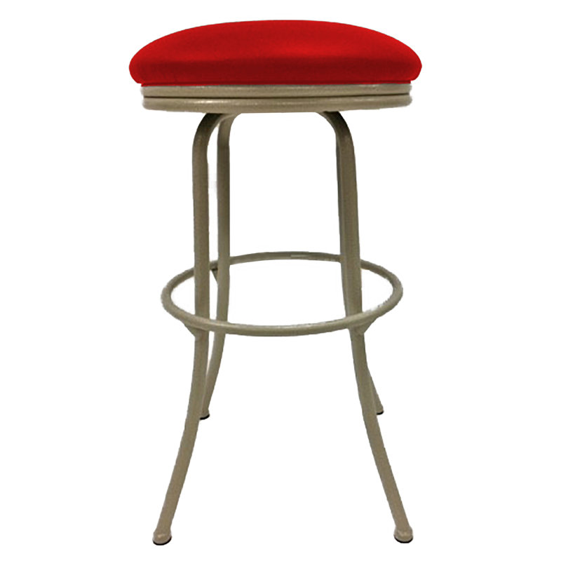 Swivel Upholstered Counter Stool with Metal Frame, Fire Red, Beige, Extra Tall (35" Seat Height)