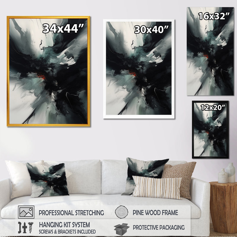 Boaz abstrait mouvements liquides II, H 40 po x l 30 po x P 1,5 po, Toile tendue