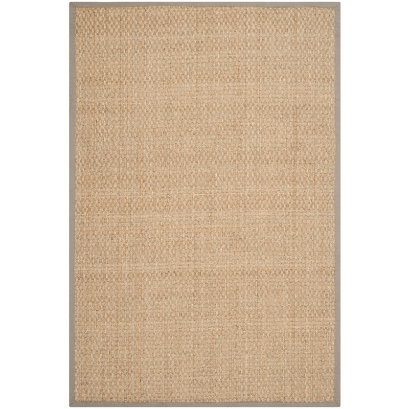 Auckland Bamboo Slat/Seagrass Natural/Gray Area Rug, Rectangle 5' x 8'