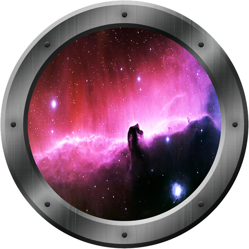 Décalcomanie murale encadrée hublot space galaxy Steinmetz, H 14 po x L 14 po