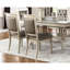 Chaises de salle à manger luxueuses gris et argent, dossier avec garniture argentée, siège rembourré, coussin, bois d'hévéa, déviation classique de 2, accent sur le revêtement, coussin gris et argent, style