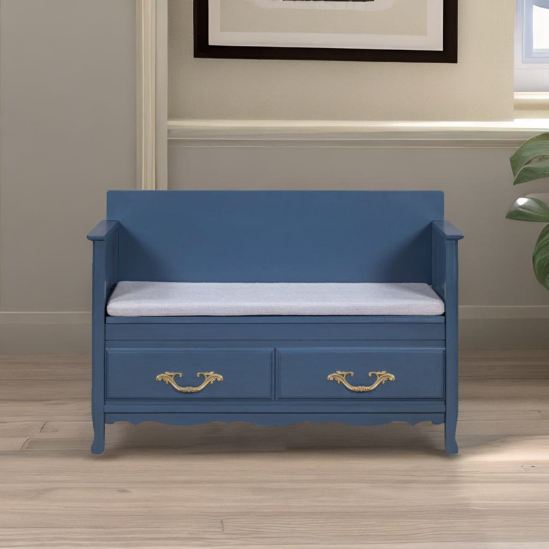 Banc à chaussures avec coussin amovible, Marine