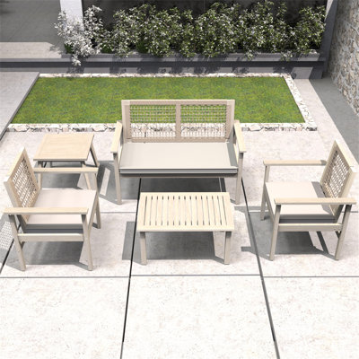 Ensembles de bancs et de chaises en bois d'acacia - Ensemble de sièges d'extérieur avec confort et corde tissée
