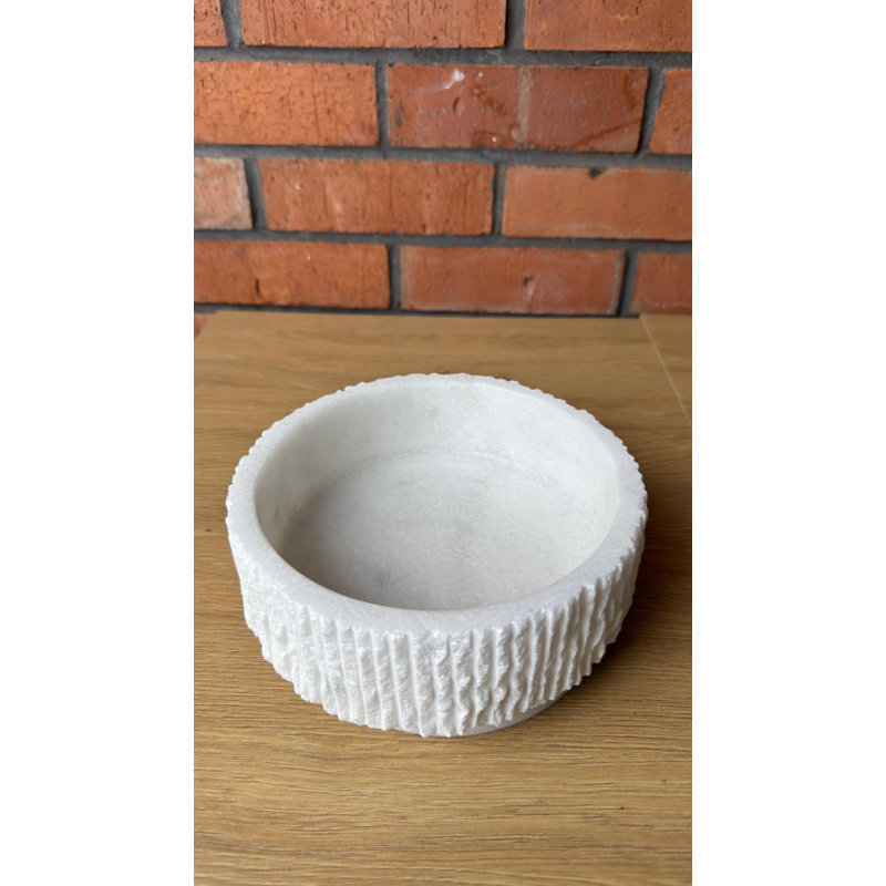 Serrated White Marble Small Bowl