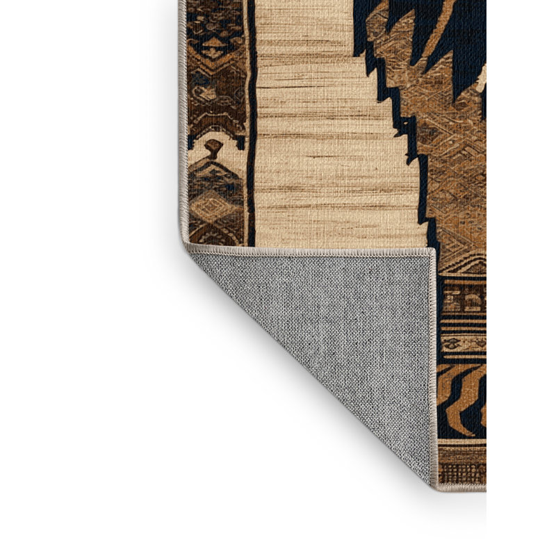  Tapis lavable lion d'Afrique de l'Ouest avec gros chats, Rond 8 pi