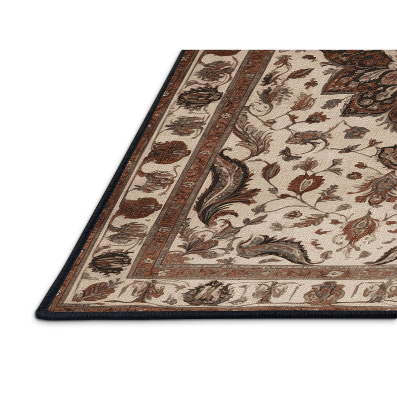 Tapis brun lavable à la machine, Rond 3 pi