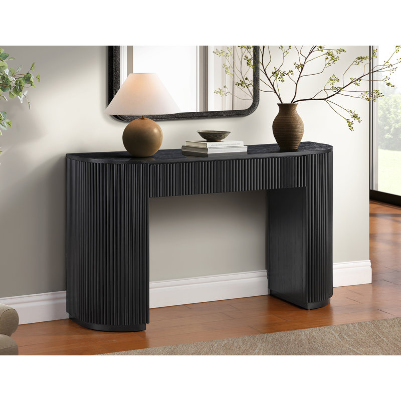 Queensbury 52" Fluted Oak Console Table, Black
