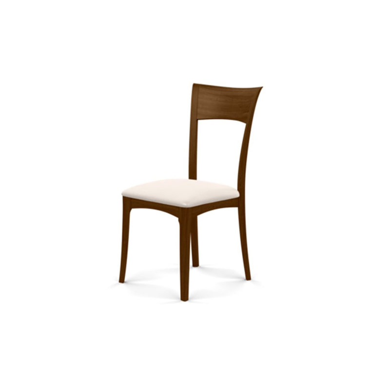 Ingrid Upholstered Side Chair, Natural Walnut, White Leather