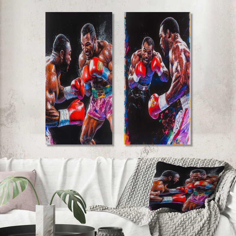Championnats de boxe rouges et noirs «I» - ensemble de 2 décorations murales en métal, 32" H x 32" W