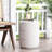 Lightweight Concrete Side Table - Fluted, 15"X15"X18.5", Antique White, No Assembly Required Modern Fluted Concrete, Needed