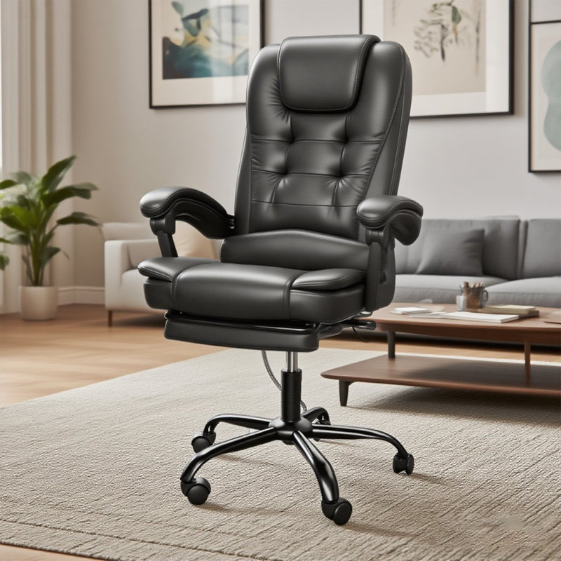 Noshin Ergonomic Faux Leather Massage Executive Chair, Dark Black