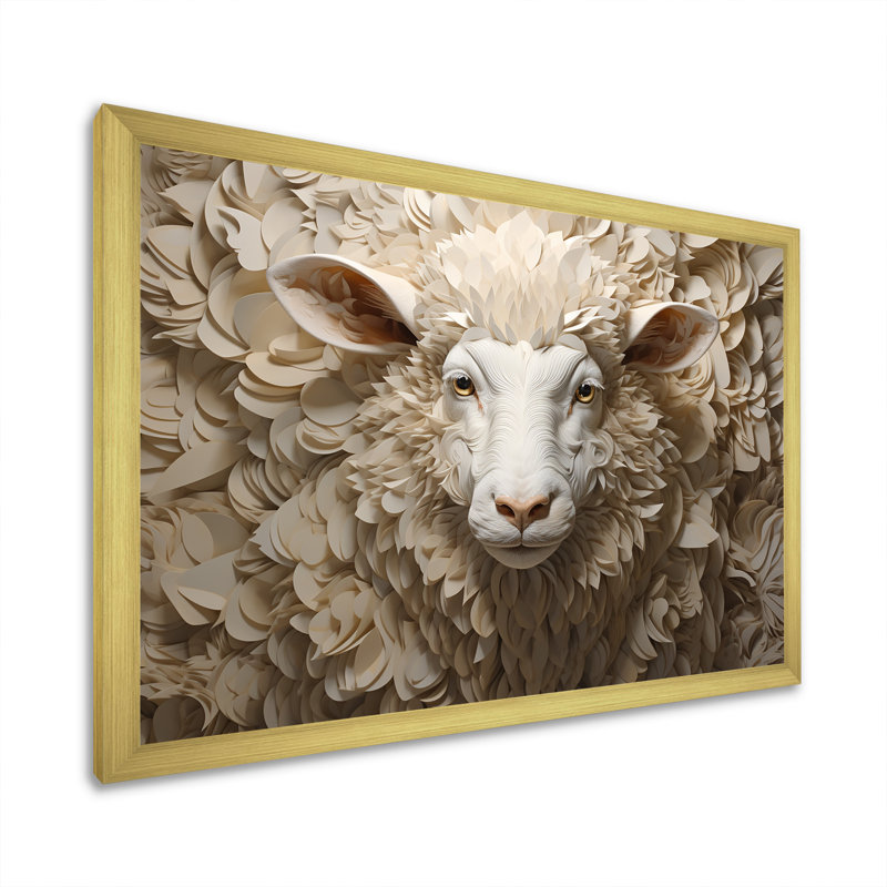Cozy beige minimalisme mouton I sur toile, Silver Picture Framed, 30" H x 40" W