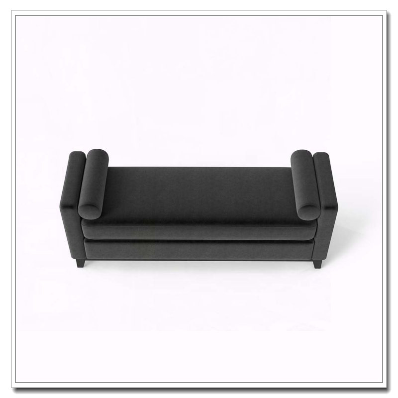 Banc rembourré en bois massif, 66,34 pouces, Noir-1
