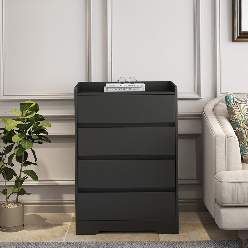 Aaren 25.59'' Sideboard Storage Cabinet Desser with 4 Drawers, Black