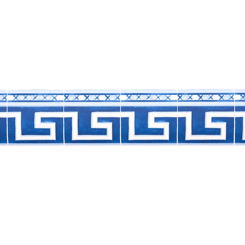 Schumacher x Mary McDonald Azulejos Border Wallpaper, Azure