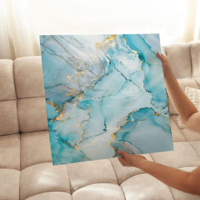 «Abstract Blue Crystal Marble Geode VI», reproduction d'art moderne sans cadre