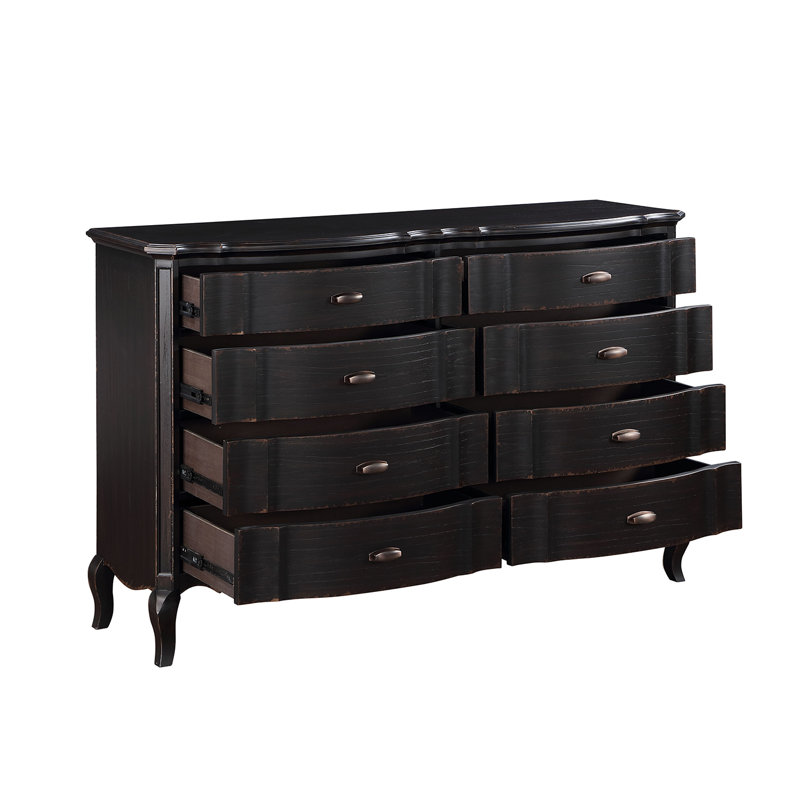 8 Drawers Wooden Dresser In Antique Black