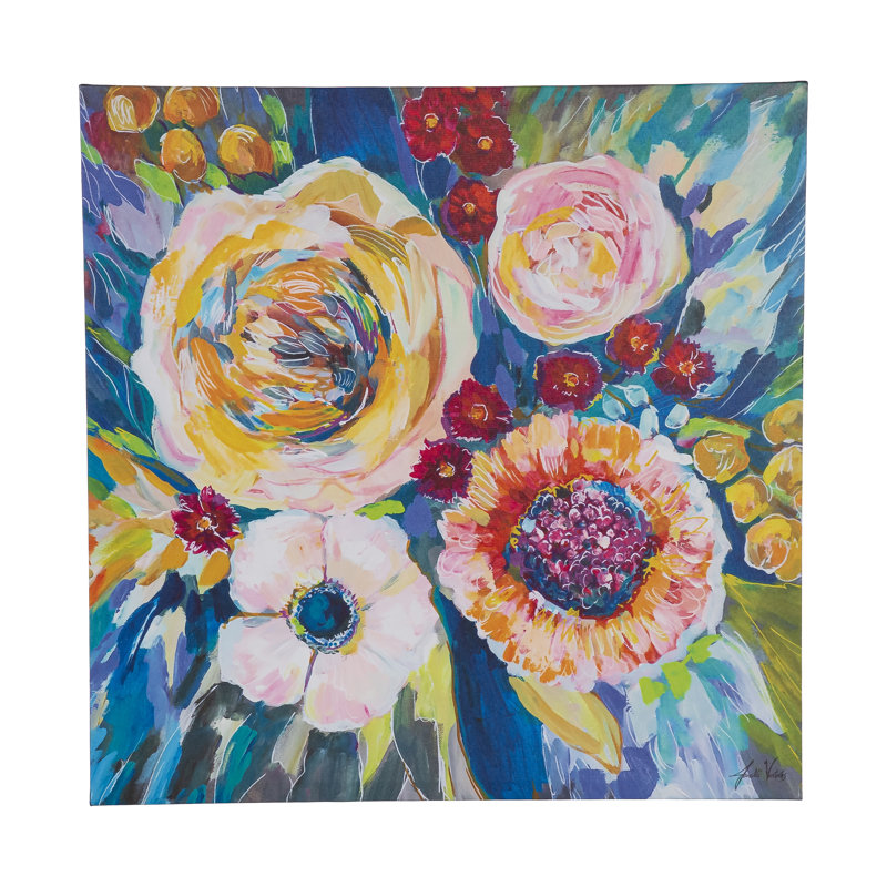 Toile extérieure H 24 po x L 24 po, bouquet de fleurs colorées
