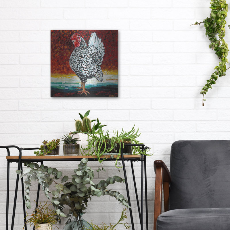 «Fancy Chicken II» par Carolee Vitaletti, H 12 po x l 12 po