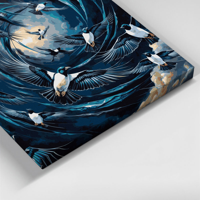 Art mural sur toile, oiseaux, pie Eurasian, H 8 po x l 8 po