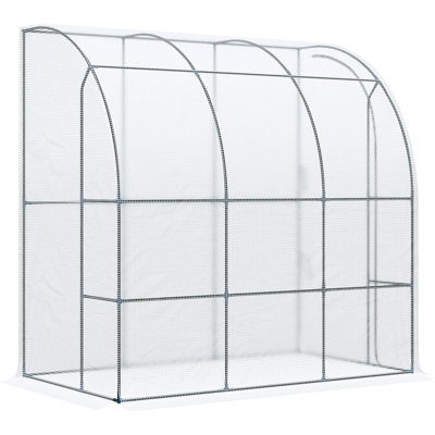 Serre extérieure de 7 pi x 4 pi avec couvercle en PE et fenêtre, blanc - offre une pépinière de plantes compacte mais spacieuse pour les herbes, la fenêtre de plantes grasses offre un espace ventilé de plus en plus