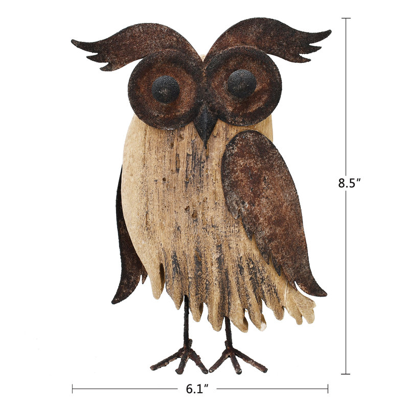 Rustic Owl Decorations for Home Decorative Wood Owl Figurine Statues Night Owl